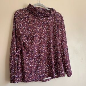 LL Bean Women Athletic Top Long Sleeve Purple Size Large Shirt Turtleneck